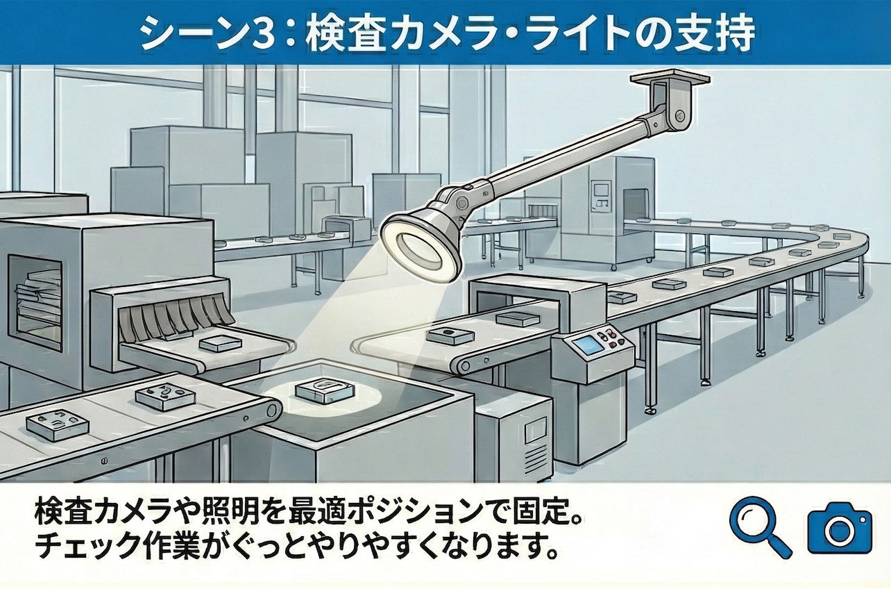 検査カメラ・ライト支持シーン