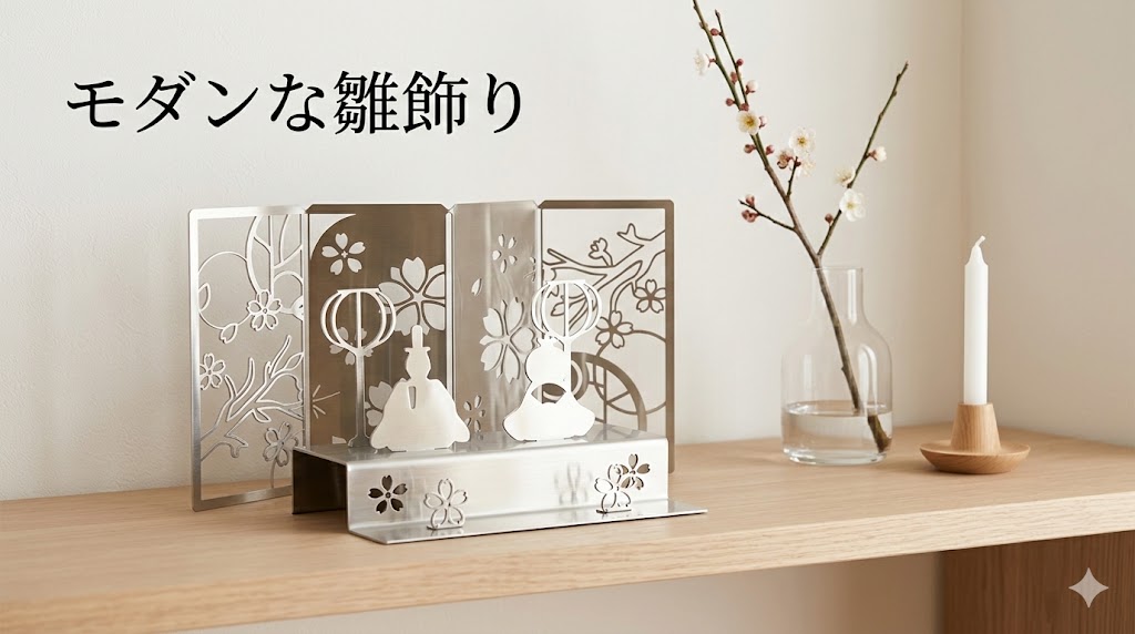 金属製ひな人形飾り インテリア展示イメージ